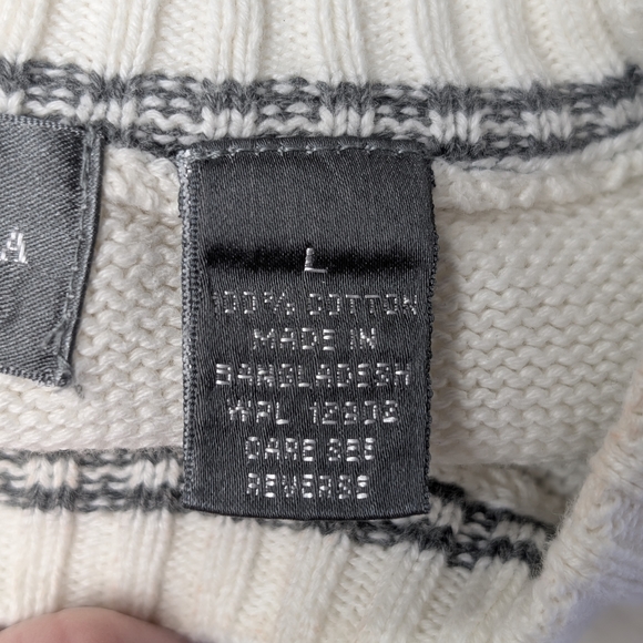 Oscar de la Renta 100% Cotton Cream Windowpane Grid Knit Sweater Men’s L - Picture 5 of 5